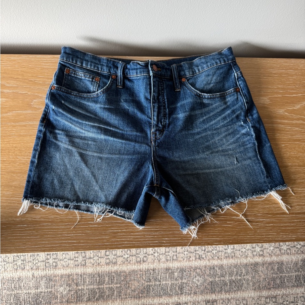 BUNDLE: MADEWELL 2 Pairs of High Rise Denim Shorts Cutoffs Frayed Hem Size 32 - Picture 7 of 13